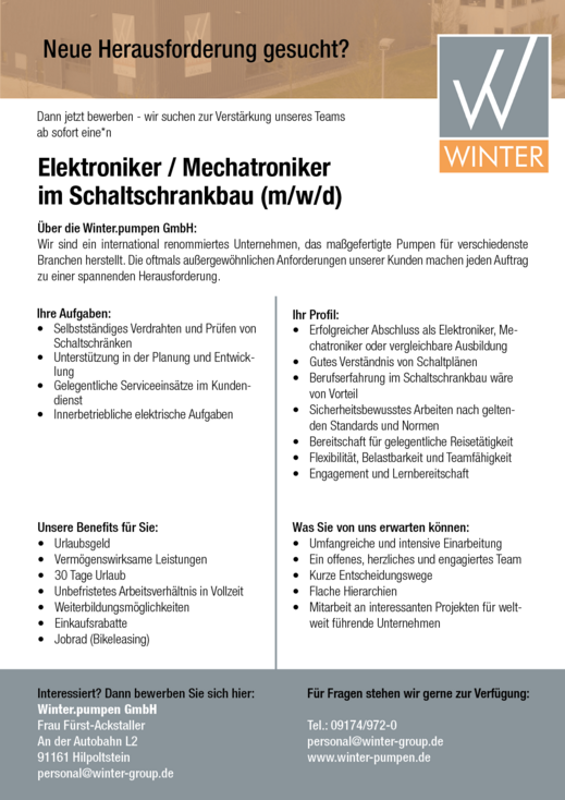 Stellenanzeige-Schaltschrankbau-Elektroniker-Mechatroniker